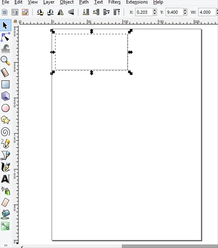<p> 5. Select the rectangle and drag it to the top corner of the page  </p>
