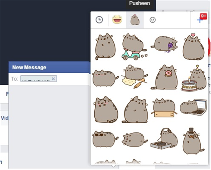 <p> You can click on one of the tabs at the top to choose from another set.</p>  
<p> In this case the “Pusheen” set is shown</p>  
<p>  </p>