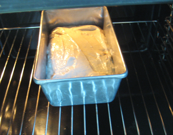 Bake in 9X3X3 inch bread pan  50 -60 minutes or until the top bounces back when pressed lightly