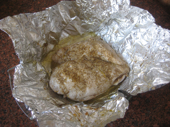 Open up the foil and bake the chicken breast  for another 10 minutes