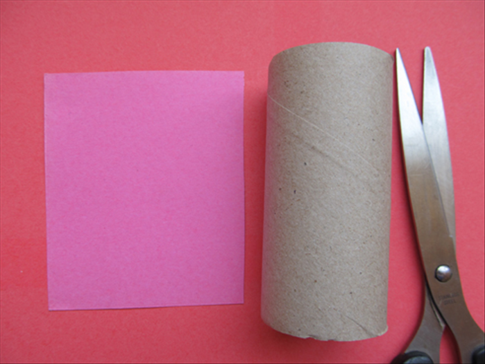 Cut a piece of paper large enough to go halfway around the toilet paper roll