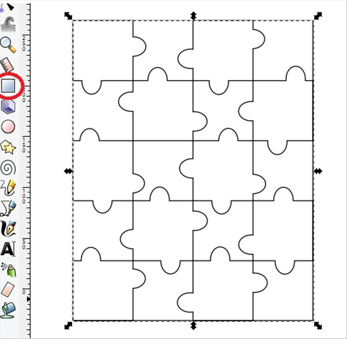 <p> Click on the draw rectangle tool and drag a rectangle the size of the puzzle squares.</p>