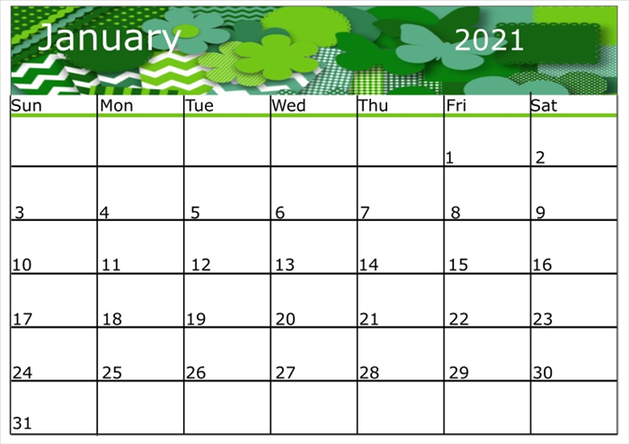 <p> 1</p> 
<p> This is an example of a calender template. You can use any text and artwork of any size, style or color.  </p>