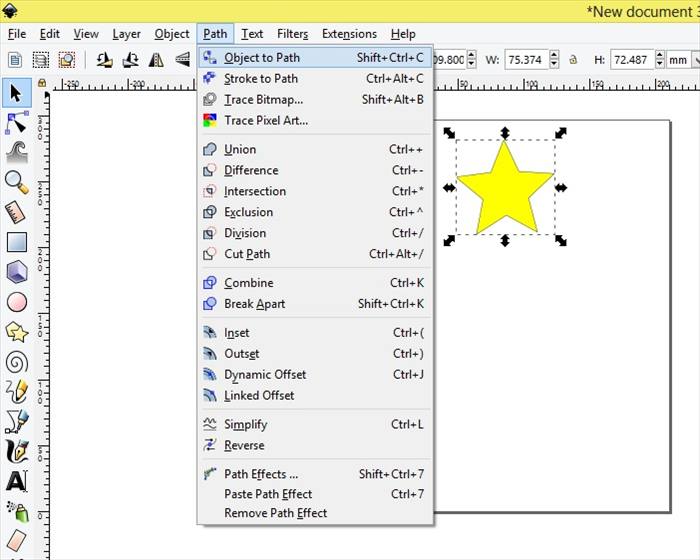 <p> Select the star - Click on Path - Object to Path  </p>