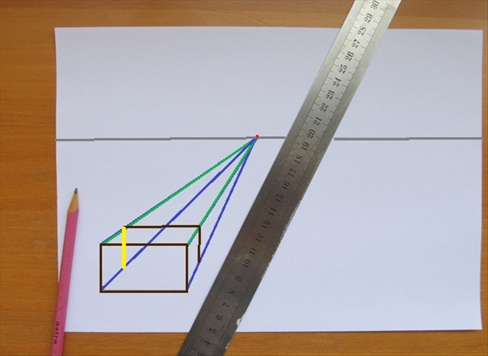 Find the lines coming from the left side of the rectangle.
Connect them with a vertical line that starts at the end of the last line you made. Shown in yellow

*This line is also a transversal line.  
