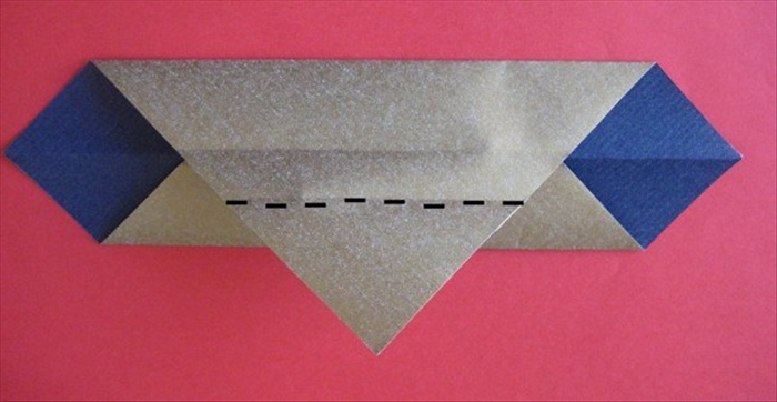 Fold the bottom point on the flap up to the top edge. 