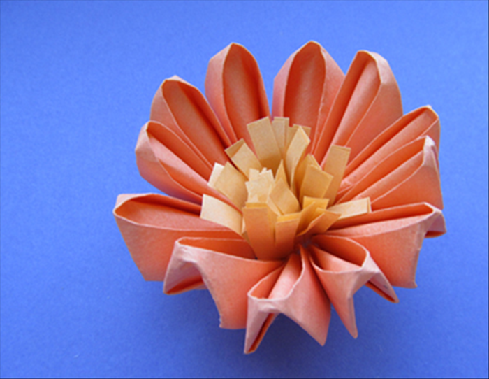 To make Paper Kanzashi Flowers you need:
12 or more squares of paper for the petals
1 square for the stamen
Paper glue
Scissors