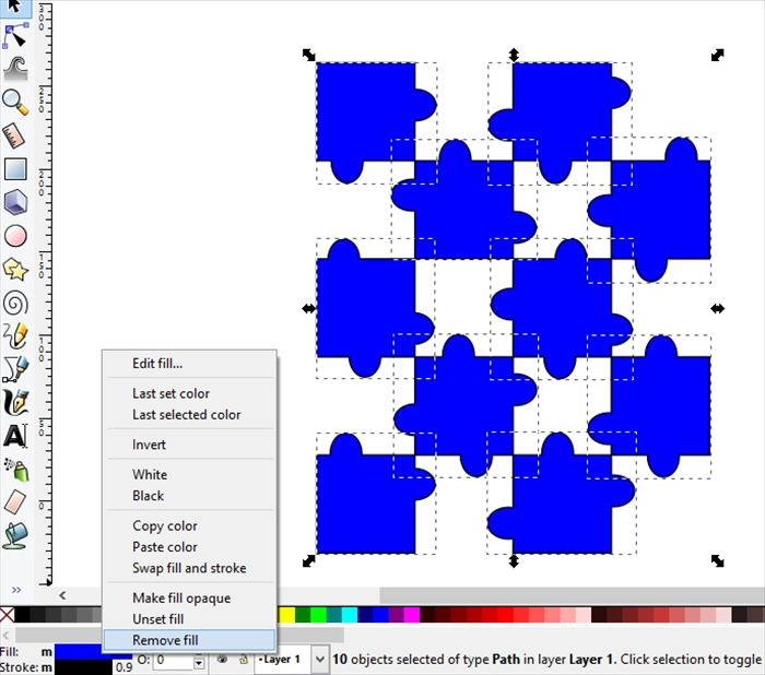 <p> Select all the squares. Right click on the  fill color and then click on remove fill.  </p>
