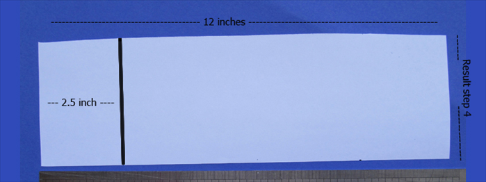 Cut a piece of scrap paper 12 inches long and the width result you got in the last step

Measure 2 ½ inches from the end and draw a vertical line
