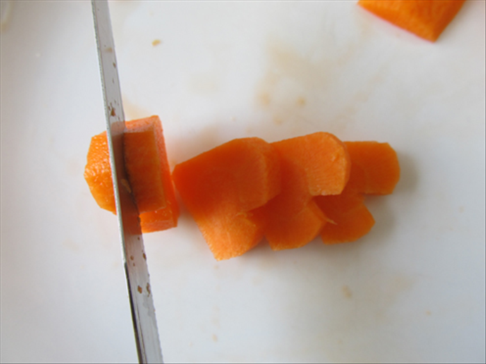 Place the carrot on its side and cut slices