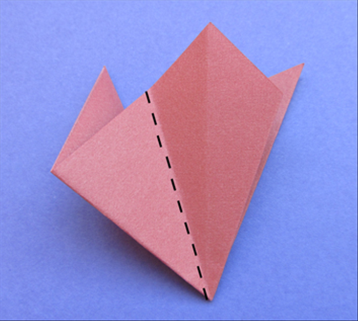 Flip the paper over to the back side. 
fold the left side to the right along the crease you created in the last step.
