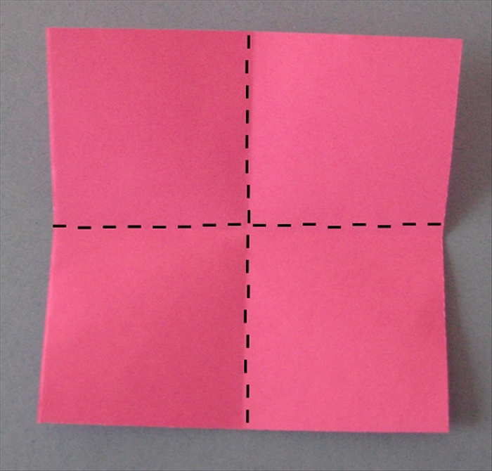 Take a small square and fold in half vertically, unfold and then in half horizontally and unfold 
