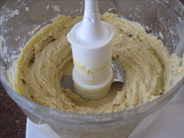Mix all the listed ingredients in a blender until the chickpeas make a paste  