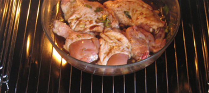 Bake in 350 degrees fahrenheit  oven  50-60 minutes or until the chicken is cooked 
