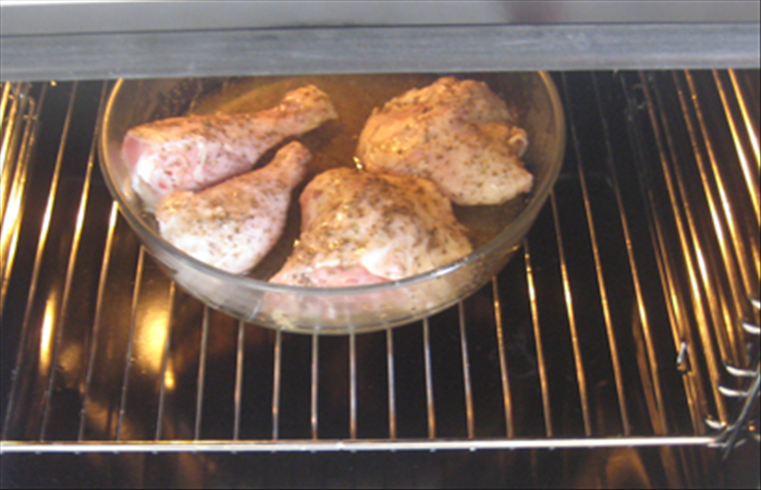 Bake in 375 degrees fahrenheit  oven  30 minutes

Turn the pieces over to the other side and bake another 30 minutes or until the chicken is cooked on the inside
