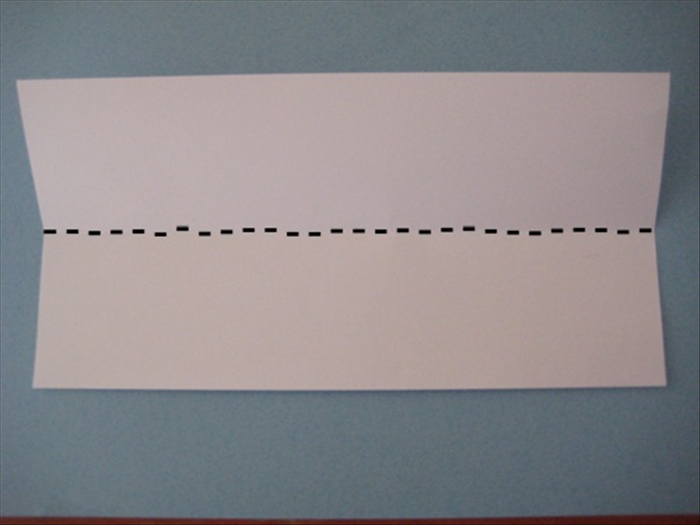 Place the paper with the short ends at the sides.

Fold it in half horizontally. 
Unfold.