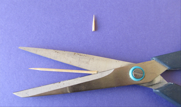 Cut off one pointed end of a toothpick

Very carefully cut a slit in the cut end as shown
in the picture
