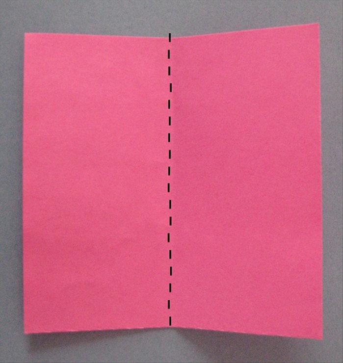 Fold the square paper in half vertically. 
Unfold